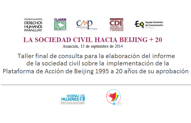 Taller final de consulta para la elaboración del informe de la sociedad civil sobre la implementación de la Plataforma de Acción de Beijing 1995 a 20 años de su aprobación