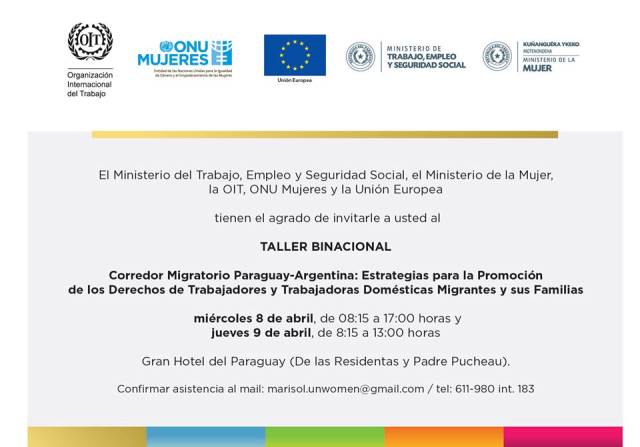 TALLER BINACIONAL: Corredor migratorio Paraguay-Argentina: estrategias  para la promoción de los derechos de trabajadores y trabajadoras domésticas migrantes y sus familias