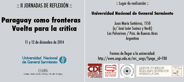 II Jornadas de Reflexión "Paraguay como fronteras / Vuelta para la crítica"